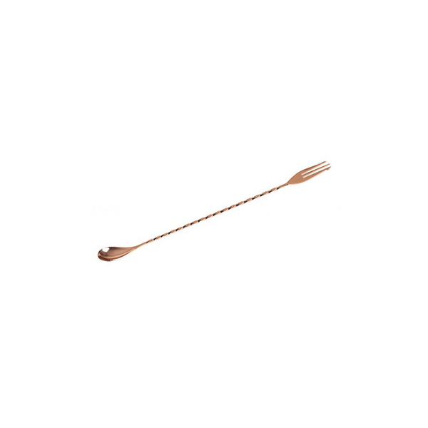 (6 pieces) Bar spoon/fork - stainless steel - with twisted handle - length 300mm