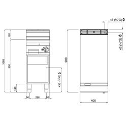 Gasbakplaat - 10kW - Glad - Bakoppervlak: 395x500mm - met open onderbouw