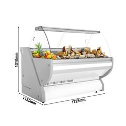 Vitrina de refrigeración - 1725mm - vitrina expositora - iluminación - frontal curvo - base y cuerpo blancos