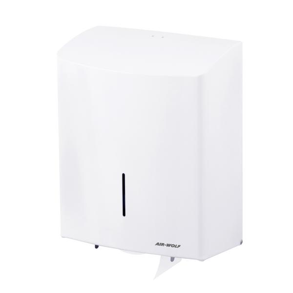 AIR-WOLF | Distributeur de serviettes en papier duplex - pour 3 rouleaux ménagers ou 1 grand rouleau - inox - Blanc