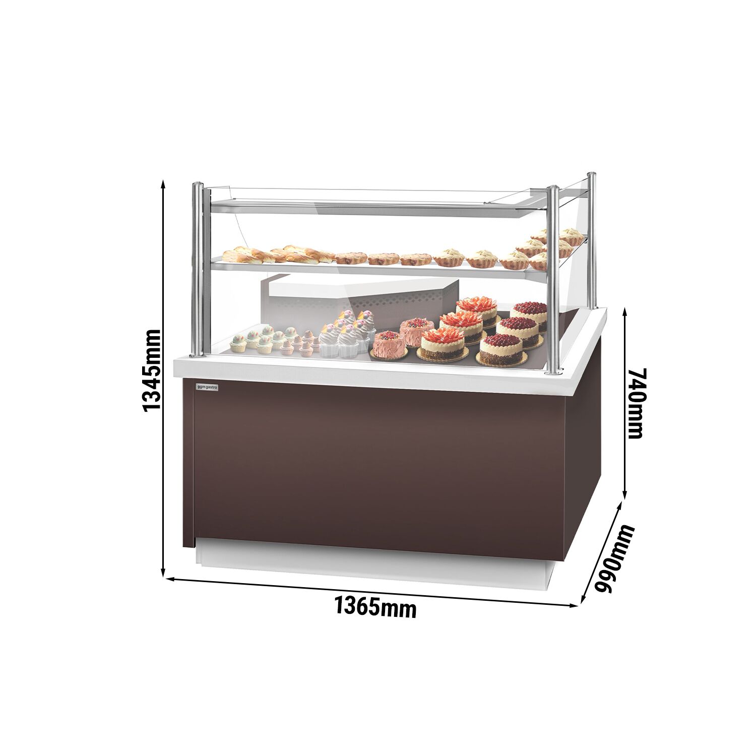 Comptoir vitrine réfrigérée RIGA - 1365x990mm - 2 étagères - +7/+12°C - Éclairage LED