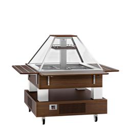 Banco per Buffet | Buffet freddo per insalate DUBLIN - 1700 mm - con piano in vetro inclinato - per 4x GN 1/1