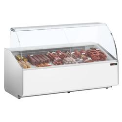 Comptoir vitrine réfrigérée - 2506x979mm - +2/+6°C - 512L - Façade blanche RAL9016