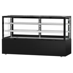 Koel- & Gebaksvitrine MADRID - 890 liter - 2000mm - schuifdeuren - met 2 glazen plateaus - zwart mat - NL