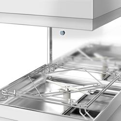 Doppia parete coibentata Lavastoviglie a cappotta professionale - Elettronica - 7,1kW - con pompe dosatrici detergente & brillantante - con addolcitore d'acqua integrato - cesto 50x50cm