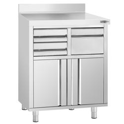 1 x kaffebar arbetsskåp - 800 mm - 2 svängdörrar & 1 x kaffebar arbetsskåp - 800 mm - 2 lådor, 1 sumplåda