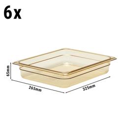 (6 stuks) CAMBRO | H-PAN™ - Hittebestendige GN bakken 1/2 - Amber - Hoogte: 65mm