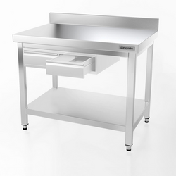Worktable Stainless steel PREMIUM - 1000x600mm - with undershelf & upstand