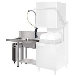 Zulauftisch - 1000mm - Anbau links - mit 1 Becken & Müllabwurfschacht - für die DS430 Serie