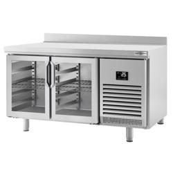 Kühltisch Premium PLUS - 1468x600mm - mit 2 Glastüren - Aufkantung