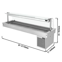 Wanna chłodnicza do zabudowy – 2100 mm – od +2 do +8 °C – 6 pojemników GN 1/1 – 410 W – z szybą przeciwkaszlową
