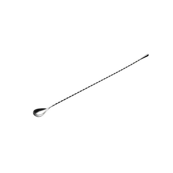 (6 pcs) Cuillère à cocktail - acier inoxydable - tige torsadée - 400mm