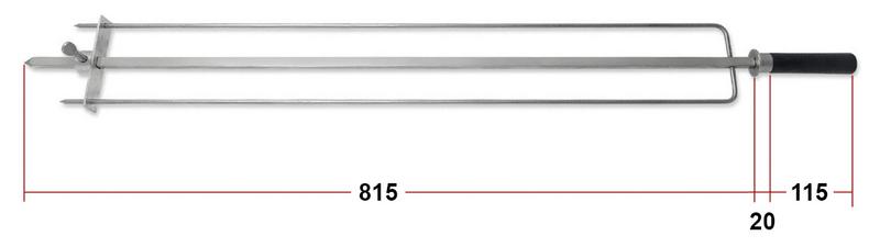 Double Chicken Rotisserie Spit – 5 chickens - 950 mm - Stainless steel - Compatible with GHGK