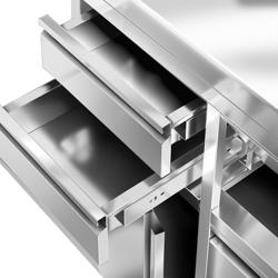 Paslanmaz Çelik Dolaplı Çalışma Tezgahı - Filtre Kahve Makinesi için - 800x600mm - ile Menteşeli Kapılı & Sırt