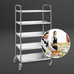 Serving & Clearing Trolley – Stainless Steel - 5-Tier - 845×525×1550 mm - Locking Castors