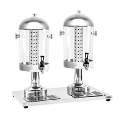Dispensador de sumos - 2x 7,5L - Aço inoxidável - incl. bandeja de gotejamento, 2x tubo de gelo, 2x tubo perfurado para fruta