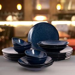 (24 pcs) KIRYU | Crockery Set - Porcelain - Ø275mm/Ø235mm/Ø220mm/Ø140mm - Blue