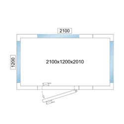 Koelcel - 2100x1200mm x H2010mm - 3,70m³ - isolatie 80mm - zonder motor - met 3 glaswanden