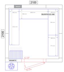 Conjunto de estantes em alumínio anodizado - forma em U - profundidade: 360mm - capacidade de carga: 600kg