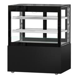 Vitrină pentru prăjituri MADRID - 1000mm - cu iluminare LED, perdea și 2 rafturi - Negru mat