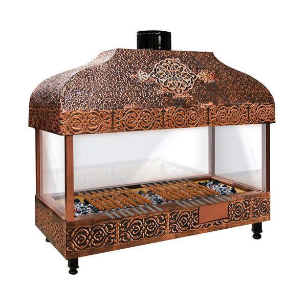 Grelhador de cobre a carvão - 1200mm - com vidro