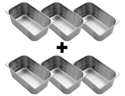 (6 pezzi) Contenitore GN 1/1 in acciaio inox - perforato - Altezza: 200 mm