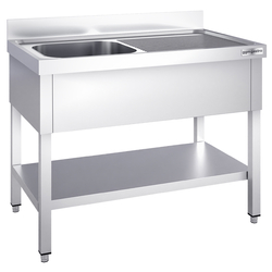 Vaskeborde med underhylde 1,6 m - 1 vask på venstre L 50 x W 40 x D 25 cm