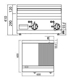 Commercial Electric Griddle - 8.0kW - Smooth/Ribbed Plate (half & half) - Cooking area: 596x430mm