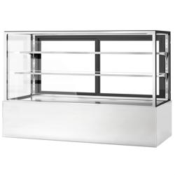 Cukrárenský pult Carla - obslužná - pro dorty - 725 l - 1 800 mm - dvojité zasklení - 2 skleněné dveře - s 3 policemi