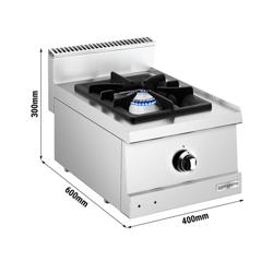 Mașină de gătit / Aragaz de gătit profesională pe gaz - seria 600 - 400x600x(H)300 mm - 6,58 kW - 1 arzător