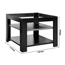 Supporto per forno pizza - 1177x1201x930mm - nero | 2 ripiani | ripiano centrale removibile | elevata portata | materiali resistenti al calore | montato | 75kg - per forno pizza - compatibile con GPOE150S, GPOE150R & GPOE150A