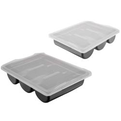 Deksel (voor bestekbak met 3 vakken) - polypropyleen - 299x412x19mm - halftransparant - passend voor BKGGP3 & BKSGP3