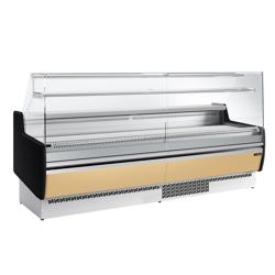 Comptoir vitrine réfrigérée - 2560x953mm - 4 portes - 1 étagère - +0/+6°C - Façade beige