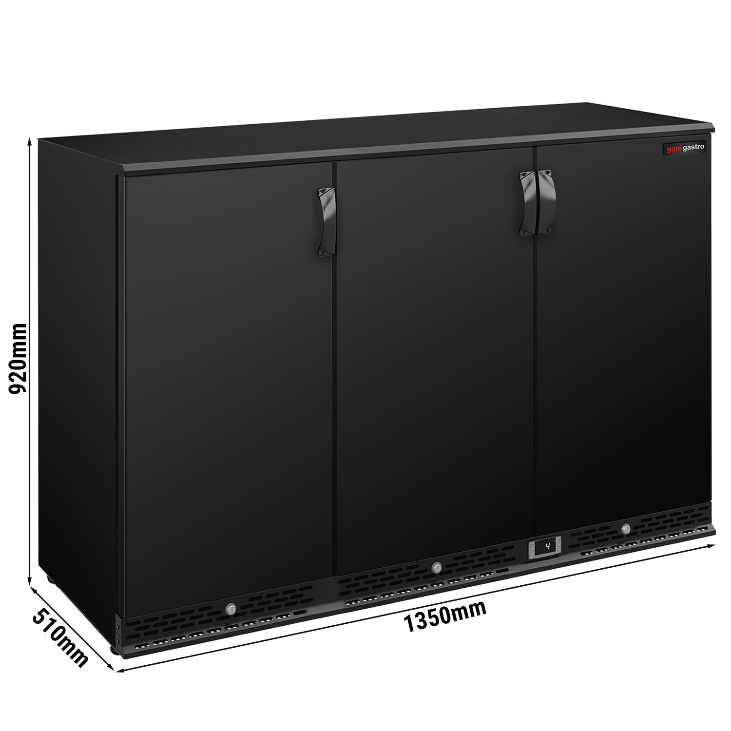 Réfrigérateur de bar – 1350 mm – 330 litres – avec 3 portes battantes – Noir
