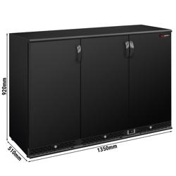 Barkoelkast PREMIUM PLUS - 1350mm - 330 Liter - met 3 volle klapdeuren - zwart