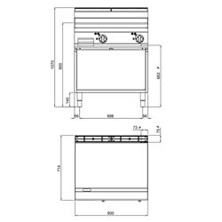 شواية مسطّحة كهربائية تجارية - 9,60 kW - أملس - مساحة الشواء: 795x500mm