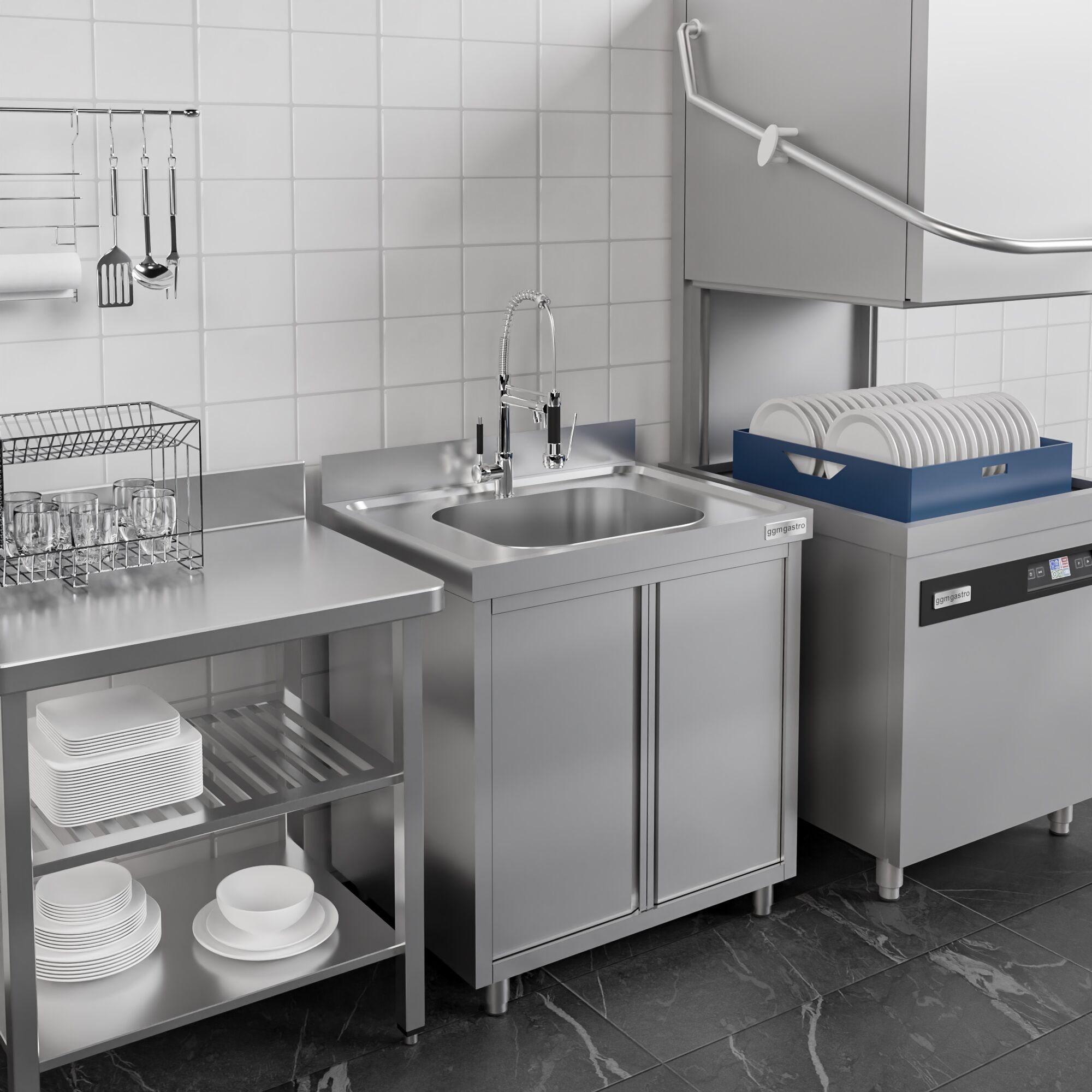 Plonge PREMIUM - 800x600mm - avec 1 bac central