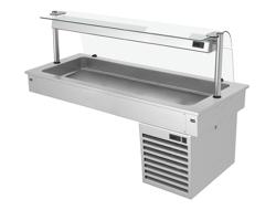 Upotettava kylmäallas - 1460 mm - +2–+8 °C - 4 GN 1/1-astiaa - 390 W - lasikupu