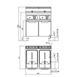 Dubbele gasfriteuse - 18+18 liter - 28 kW - digitale bediening - met aftapkraan