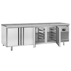 Bakkerij koelwerkbank PREMIUM PLUS - 2752x800mm - 4 deuren & granieten werkblad