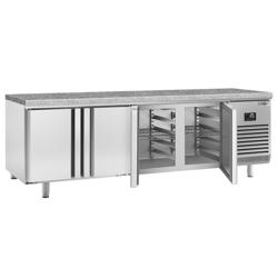 Bakkerskoelwerkbank PREMIUM PLUS - 2752x800mm - 4 deuren - granieten werkblad - 850 liter - digitale thermostaat