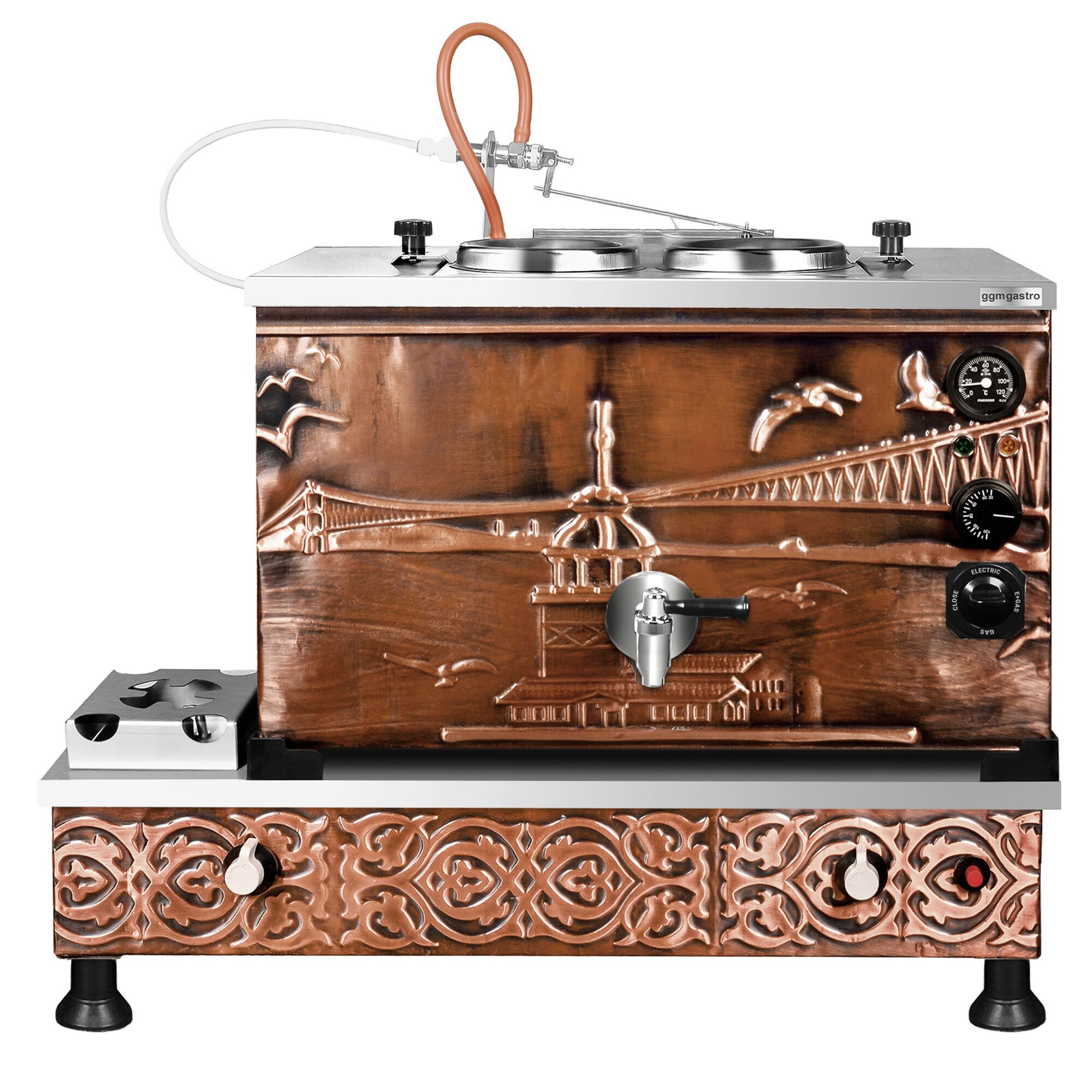 Samovar en cuivre - 770mm - 22 L - Mixte gaz/électrique - Design Istanbul