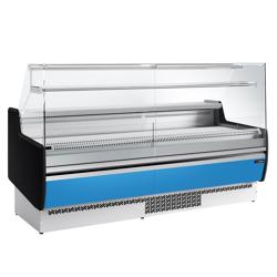 Balcão frigorífico - 1935x953mm - 213L - 1 prateleira - vidros frontais e laterais; traseira aberta; 0 a +6°C; Painel frontal Hellblau