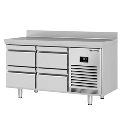 Koelwerkbank Premium PLUS - 1468x600mm - met 4 laden & met achterwand
