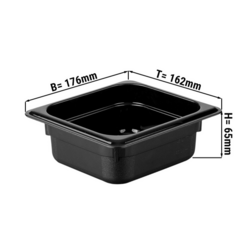 Recipiente GN em policarbonato 1/6 - preto - profundidade 65 mm