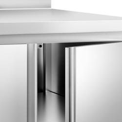 Dulap de lucru din oțel inoxidabil PREMIUM – 800 x 700 mm – cu ușă batantă și rebord