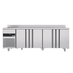 Koelwerkbank PREMIUM - 2360x700mm - met 4 deuren, 1 spoelbak links & achterwand