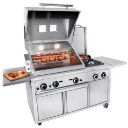 Commercial Gas Chargrill - 22.5kW|2187mm - Freestanding - 850mm Deep - 2 Burners - incl. Wheels, Rotisserie Skewer