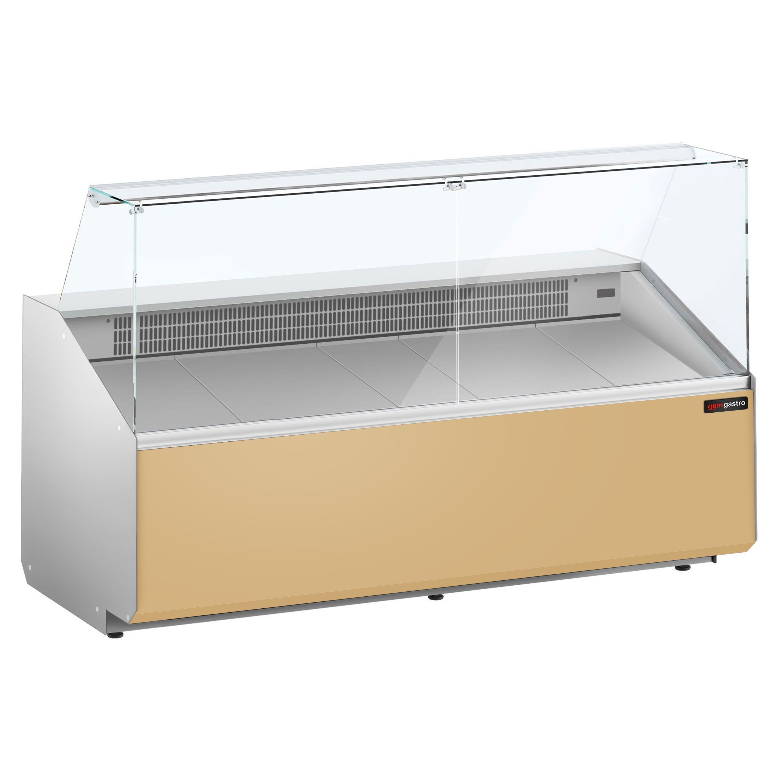 Comptoir vitrine réfrigérée - 2506x979mm - +2/+6°C - 512L - Façade beige - 4 portes