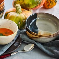 (6 st) AQUAREL - djup tallrik - Ø 17,5 cm - beige/blå